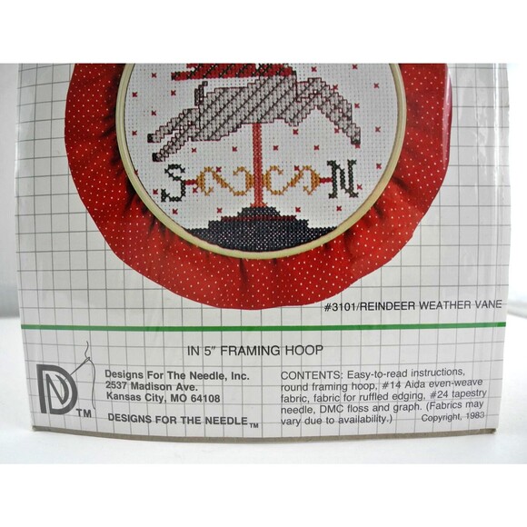 Designs For The Needle Reindeer Weather Vane Counted Cross Stitch Kit-Hoop Frame - Picture 3 of 3